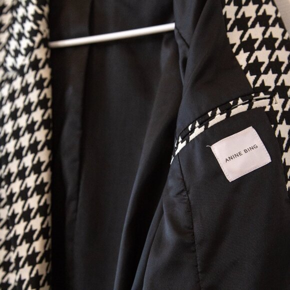 Anine Bing Black and White Houndstooth Blazer, Size XS-S - Picture 11 of 16